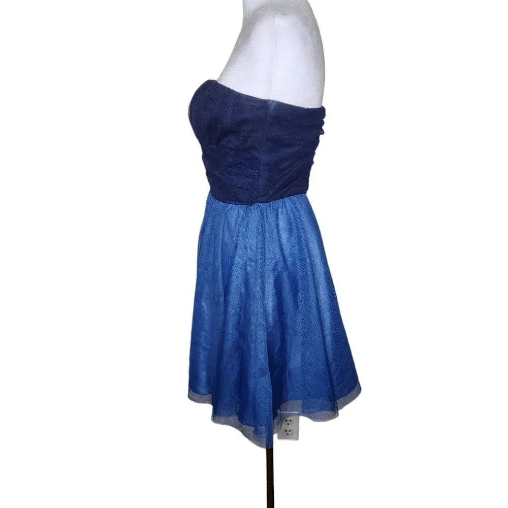 Vintage Y2K Strapless Cocktail Mini Dress Juniors Size 3 Blue Sweetheart
